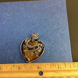 Genuine Crystal Pendant, LOT 5, Dragon With Tigers Eye, With Waxed Cord