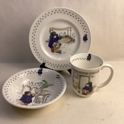 Coalport Paddington Bear 3 Pc Ceramic Luncheon Set, Plate Bowl Mug