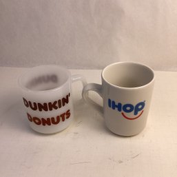 2 Vintage Coffee Mugs, Dunkin Donuts, I-Hop, Genuine, Original