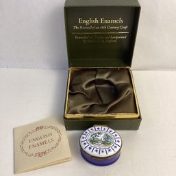 Enamel Trinket Box, Enamels By Crummles, England, W/ Orig. Gift Box