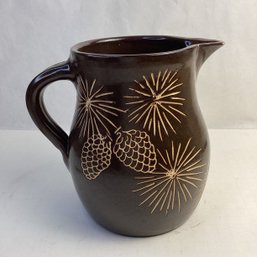 Rare Brown Dorchester Pottery Pine One Pitcher, 8 Inch