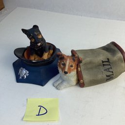 Princeton Galleries Collectible Porcelain Dog Figurines, LOT D, Special Delivery/k-9 Kaper
