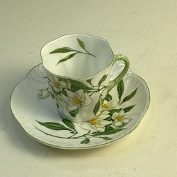 Shelley Porcelain Demitasse And Saucer, Syringa, Floral