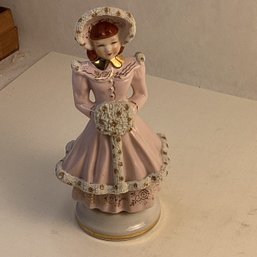 Maruyama (Japan) Porcelain Figurine, Pink Figure Skater, 1940s