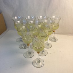Vintage Glass Stemware, 10, Frosted Lemon Yellow