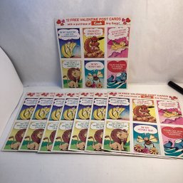8 Vintage Valentines Postcard Pages (12 Per Page), 1970s, Orange Crush
