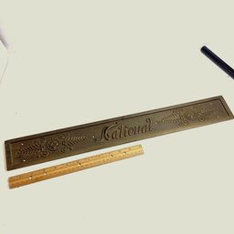 Antique Bronze National Cash Register Front Plate, Solid, Heavy, EXTRA CHARGE FOR SHIPPING