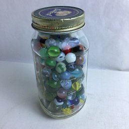 Jar Of Vintage Glass Marble Assortment