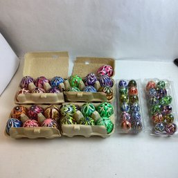 Large Assortment Of Vintage Hand Painted Plastic Eggs