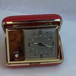 Vintage Travel Alarm Clock, Hamilton, Lighted Dial, Working