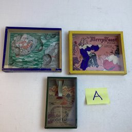 Antique, Glass Topped Dexterity Games, LOT A, R.J. London, Etc