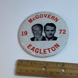 Vintage 3 Inch Political Pinback Button, McGovern And Eagleton