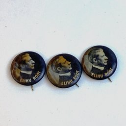 Antique Political Pinback Button Lot, Elihu Root, Republican NY Senator, Etc