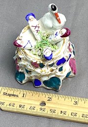 Vintage/antique Staffordshire Trinket Box, Stork With Babies