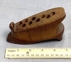 Interesting Wooden, Shoe Shaped Flower Frog/pen Holder