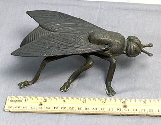 Vintage Tin And Brass Fly Table Ashtray, Wings Lift Up
