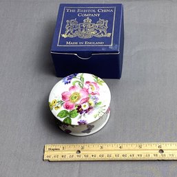 Porcelain Lidded Trinket Box, Floral, The Bristol China Company (England), W/ Box