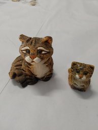 Vintage Artesania Rinconada Brown Tabby Cat & Kitten