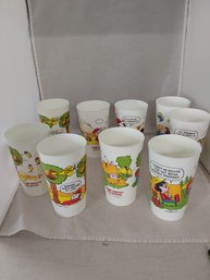 Lot Of 9 Mcdonald's Camp Snoopy Collection Plastic Cups 1950-1970