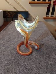 Vintage Trumpet Swirl Glass Vase
