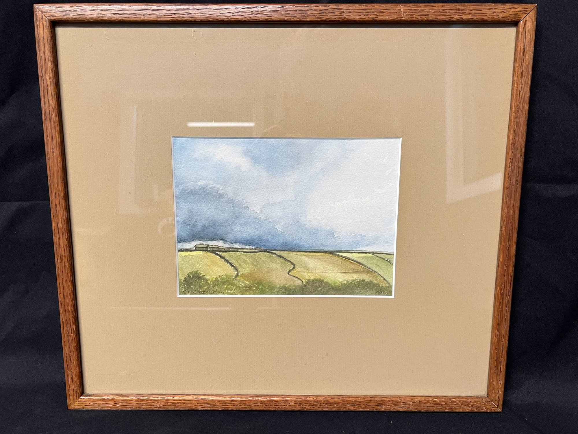 Framed Watercolor Painting Of A Field - Signed - 14.5 X 13 #1374 ...