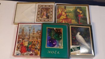 Five Vintage '1970-1990' New Boxes Of Holiday Cards (The Outer Plastic On Some Boxes Is Ripped)