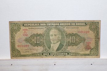 1964-1966 Bank Of Brazil 10 Cruzeiros