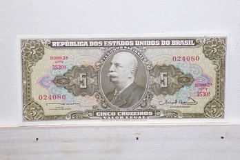 GEM Uncirculated 1964 Brazil 5 Cruzeiros Banknote
