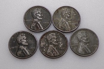 (5) 1943 Steel Wheat Cents (Not Searched)