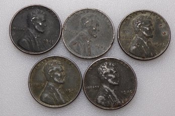 (5) 1943 Steel Wheat Cents (Not Searched)