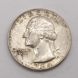 Error 1964 Silver Washington Quarter Dollar (Clashed Dies Obv.)