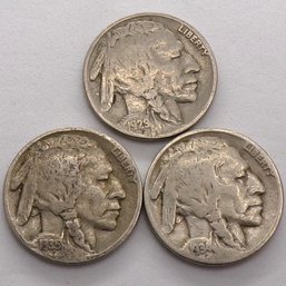 (3) Buffalo Nickels 1929, 1934 & 1935
