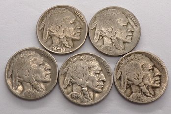 (5) Buffalo Nickels 1928, 1929, 1935, 1936 & 1936-D