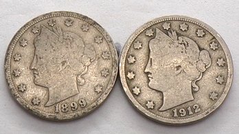 (2) Liberty Head V Nickels 1899 & 1912-D