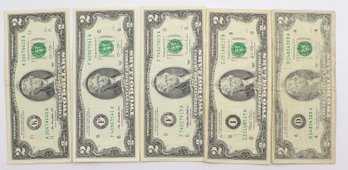 (5) Two Dollar Federal Reserve Notes ($10 Face Value)