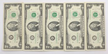 (5) Two Dollar Federal Reserve Notes ($10 Face Value)