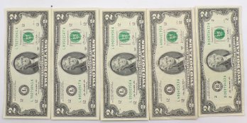 (5) Two Dollar Federal Reserve Notes ($10 Face Value)