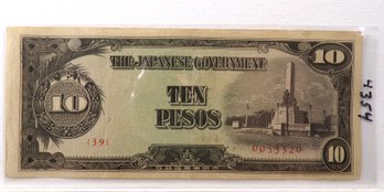 WWII 1942-1945 Japanese Government-10 Pesos 'Philippines'