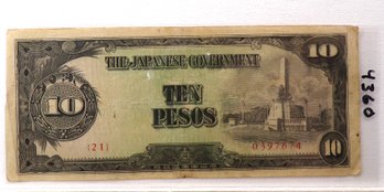 WWII 1942-1945 Japanese Government-10 Pesos 'Philippines'