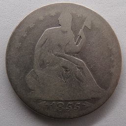 1855 Seated Liberty Silver Half Dollar 'Some Liberty' (Type 3, Arrows-No Rays)