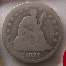 1877-CC (Carson City) Seated Liberty Silver Quarter 'Some Liberty' (Type 4-'Motto Above Eagle, No Arrows)