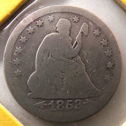 1853 Seated Liberty Silver Quarter Dollar 'Some Liberty' (Type 2, Arrows And Rays)
