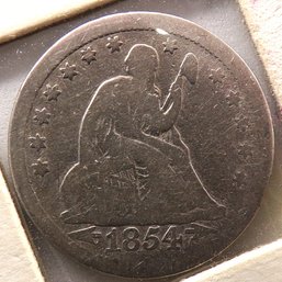 1854 Seated Liberty Silver Quarter Dollar (Type 3, Arrows, No Rays)