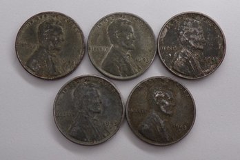 (5) 1943 Steel Wheat Cents