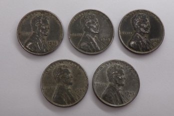 (5) 1943 Steel Wheat Cents