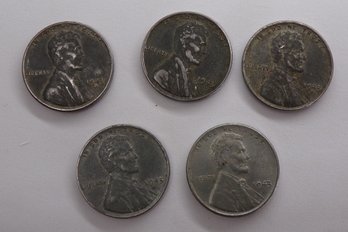 (5) 1943 Steel Wheat Cents