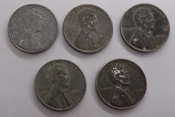 (5) 1943 Steel Wheat Cents
