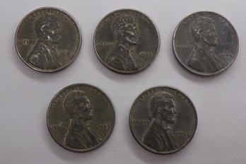 (5) 1943 Steel Wheat Cents
