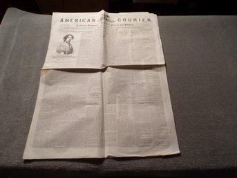 Authentic & Excellent Condition Saturday December 18, 1852, American Courier 'Philadelphia' Newspaper
