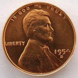 1954-D Lincoln Wheat Cent Brilliant Uncirculated Red